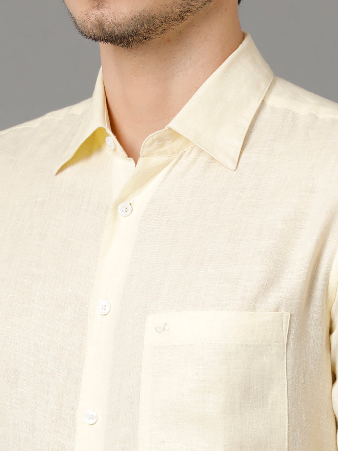 Buy Men Solid Yellow Casual Linen Shirt - House of Aldeno