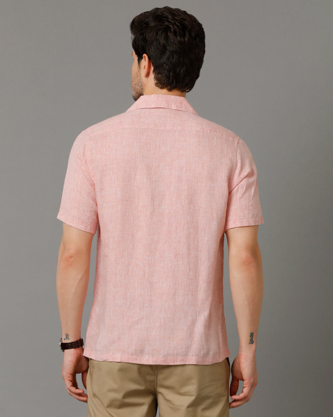 Aldeno Mens Regular Fit Solid Red Casual Linen Shirt (LANE)