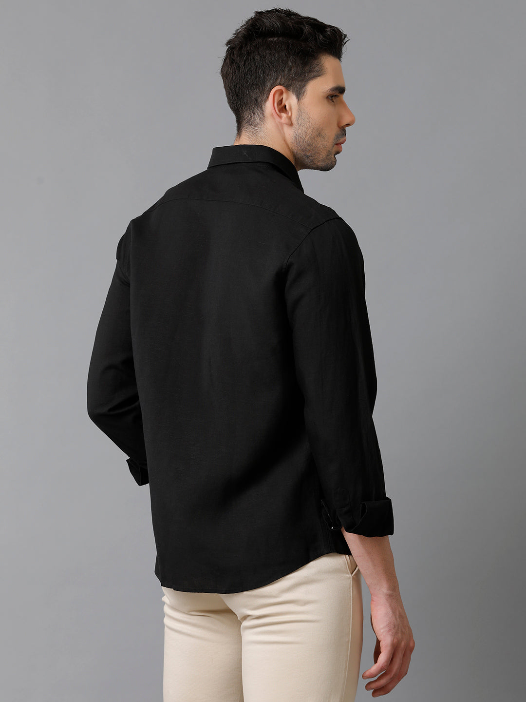 Aldeno Mens Solid Black Casual Shirt (LEGEN)
