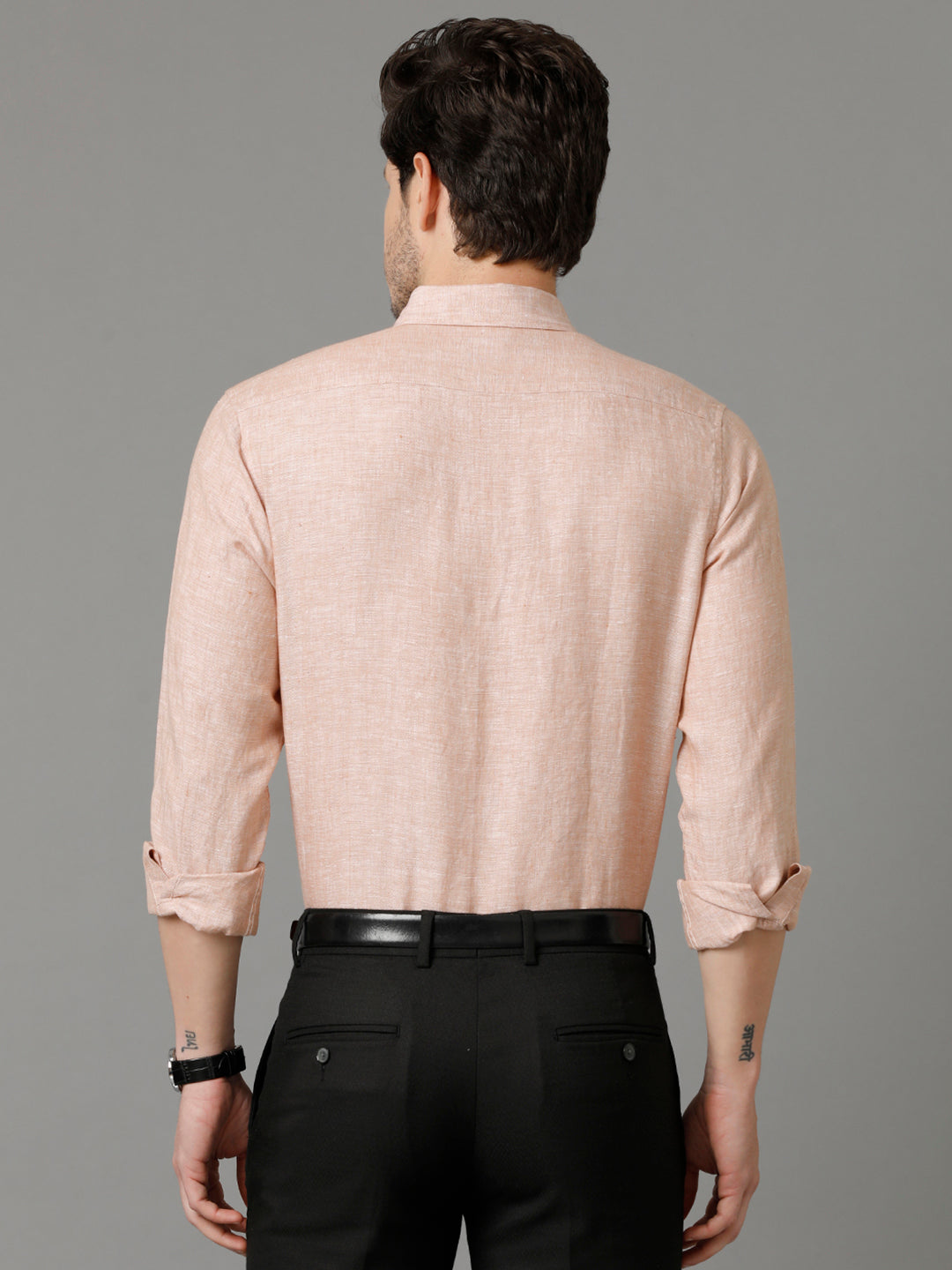 Aldeno Mens Regular Fit Solid Maroon Casual Linen Shirt (LIMO)