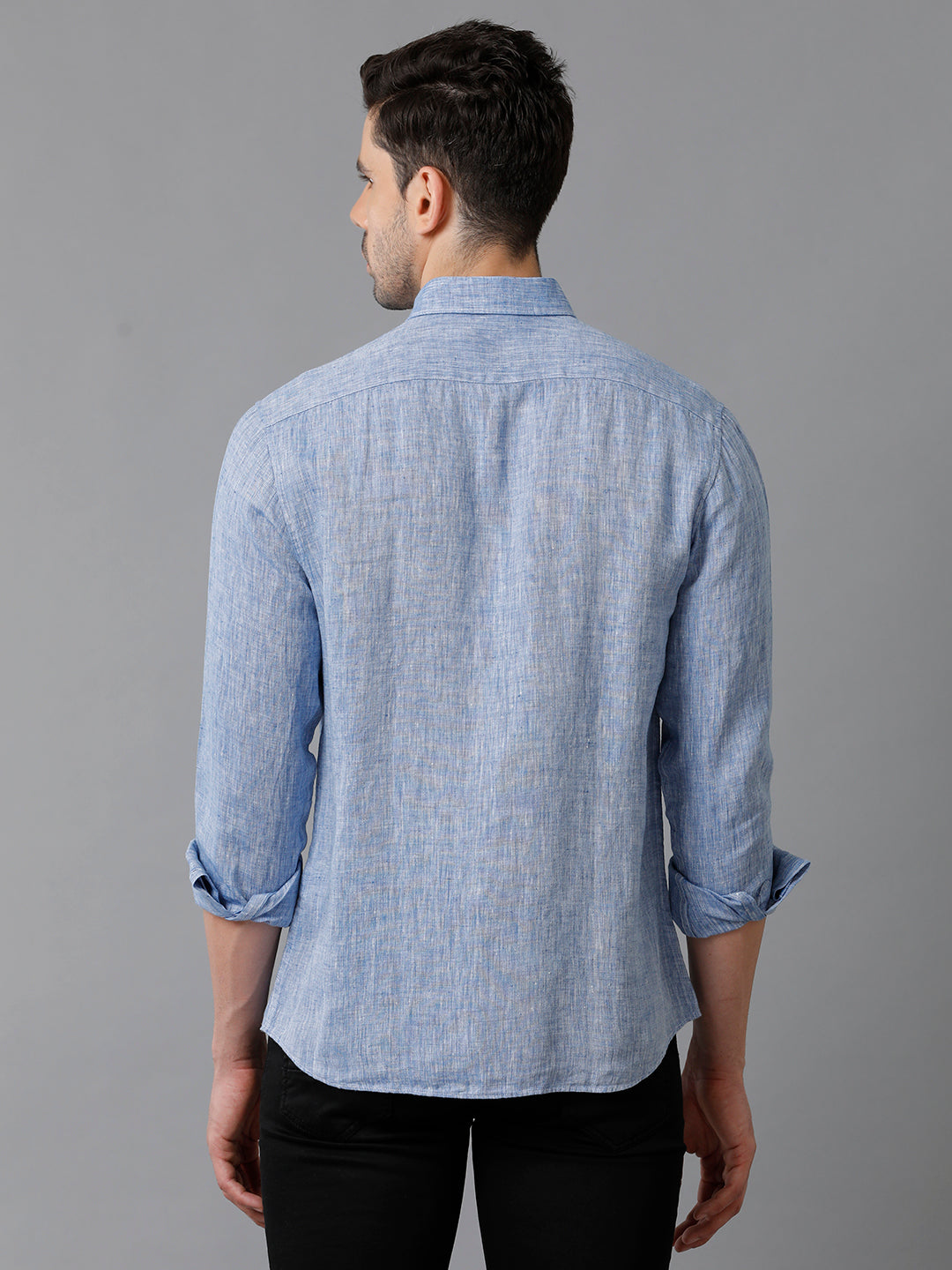 Aldeno Mens Solid Casual Blue Shirt (LUCAS)