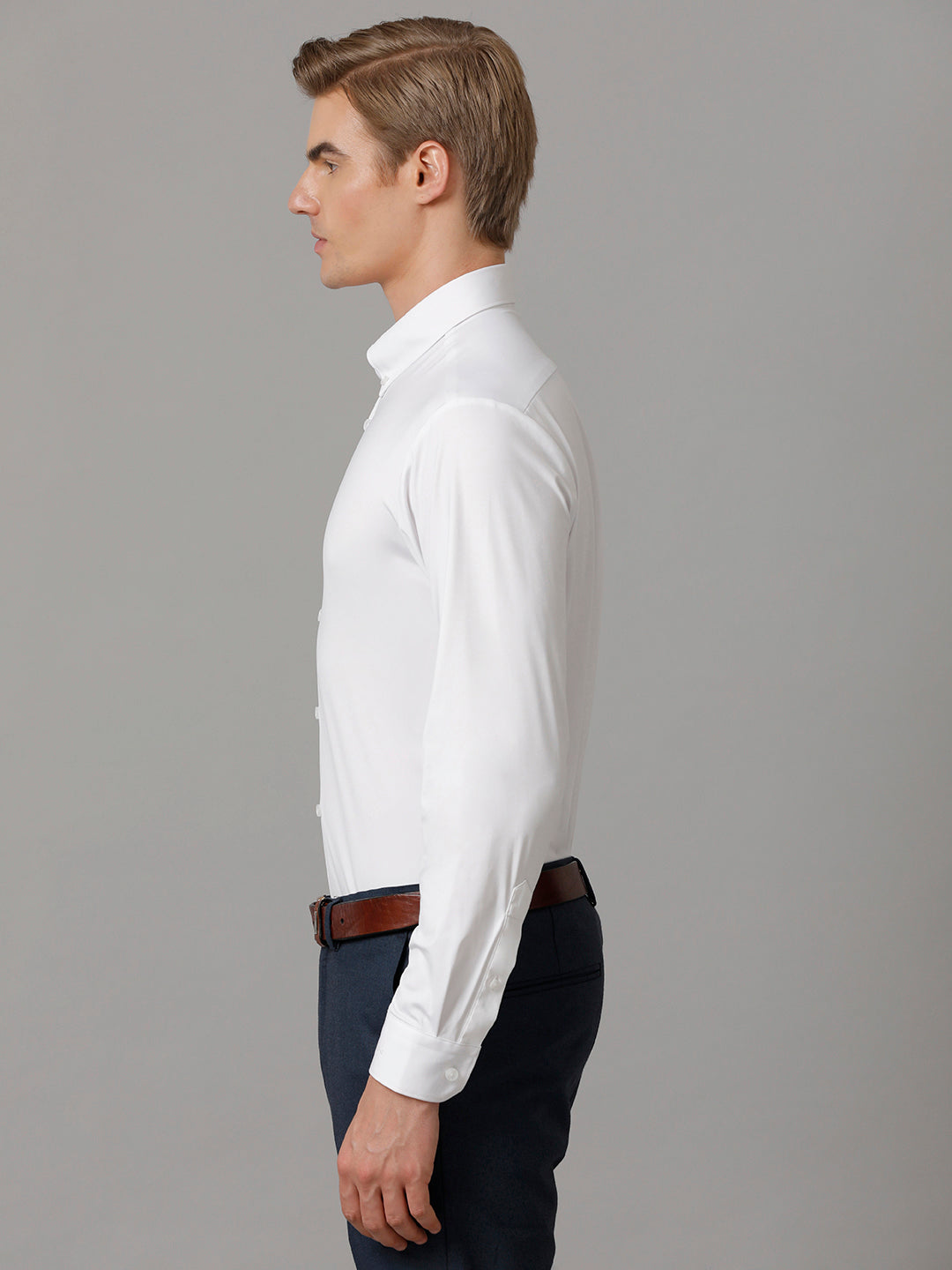 Aldeno Men Solid Formal White Shirt (NOLEN)