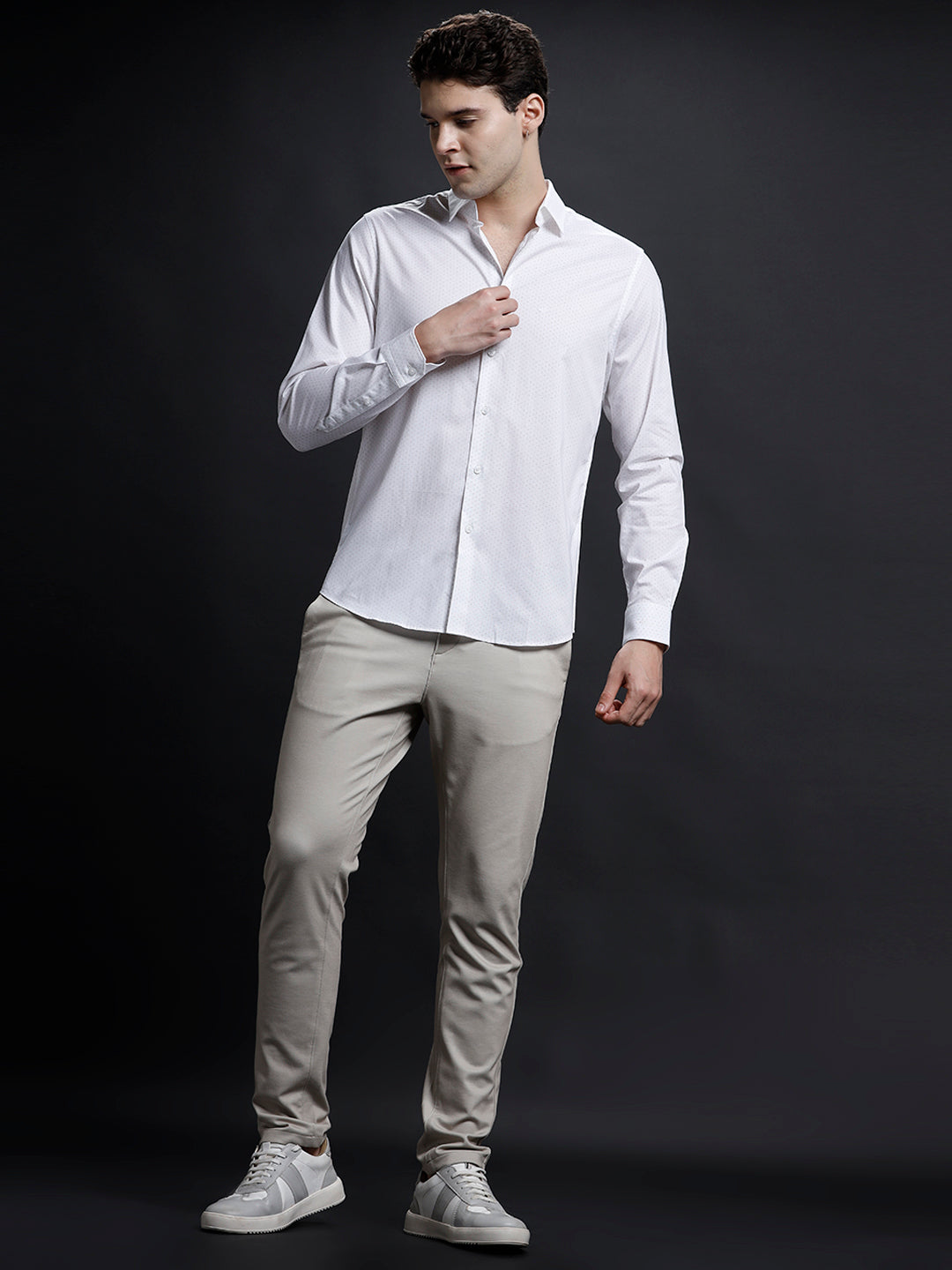 Mens Regular Fit Floral Navy/White Casual Cotton Shirt (PEBLA)