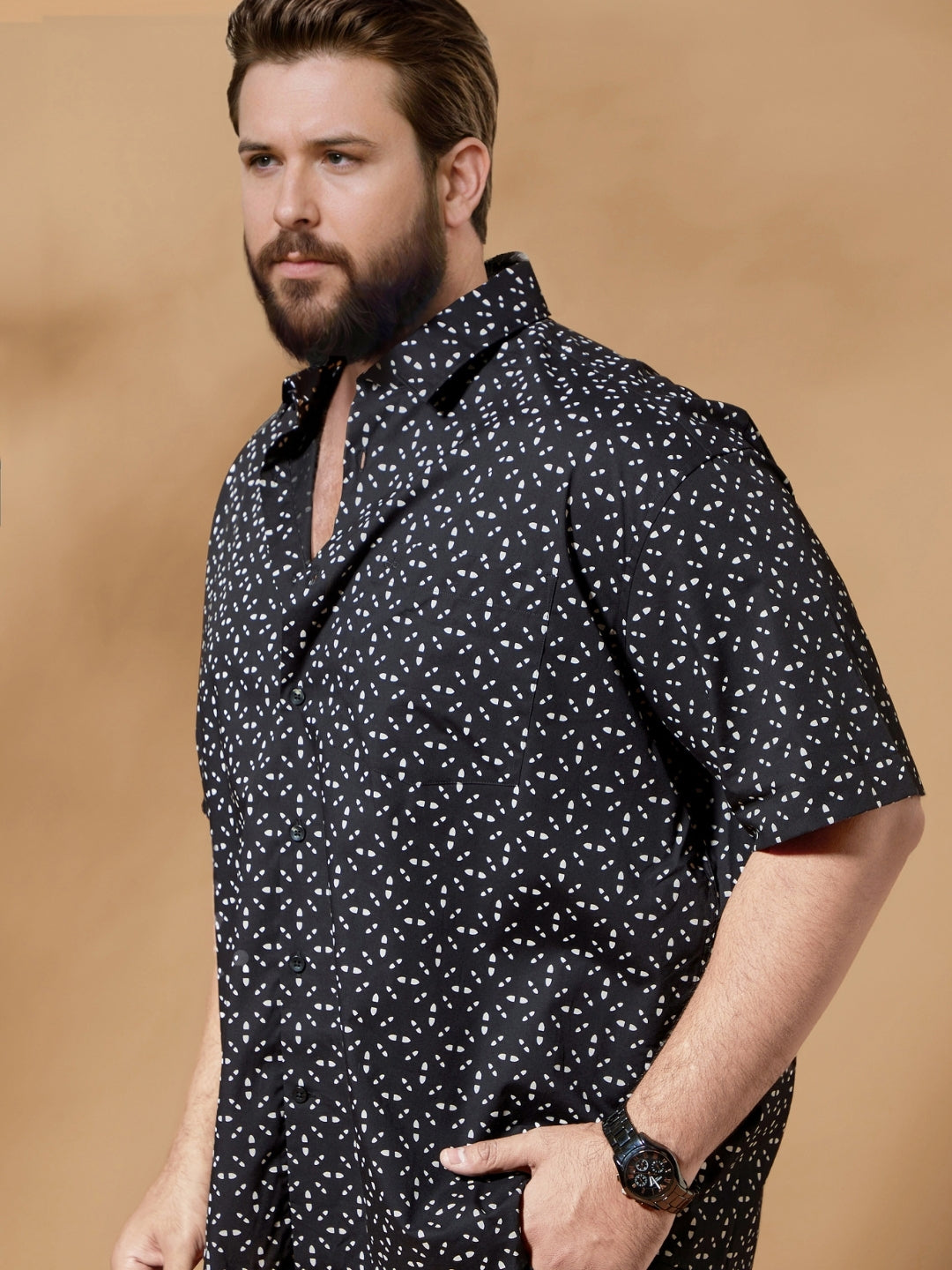 Aldeno Plus Men Black Casual Shirt (PINIA)