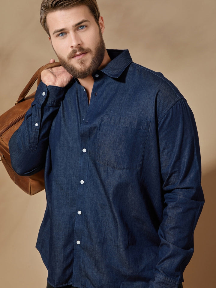 Aldeno Plus Men Navy Blue Casual Shirt (PODEN)