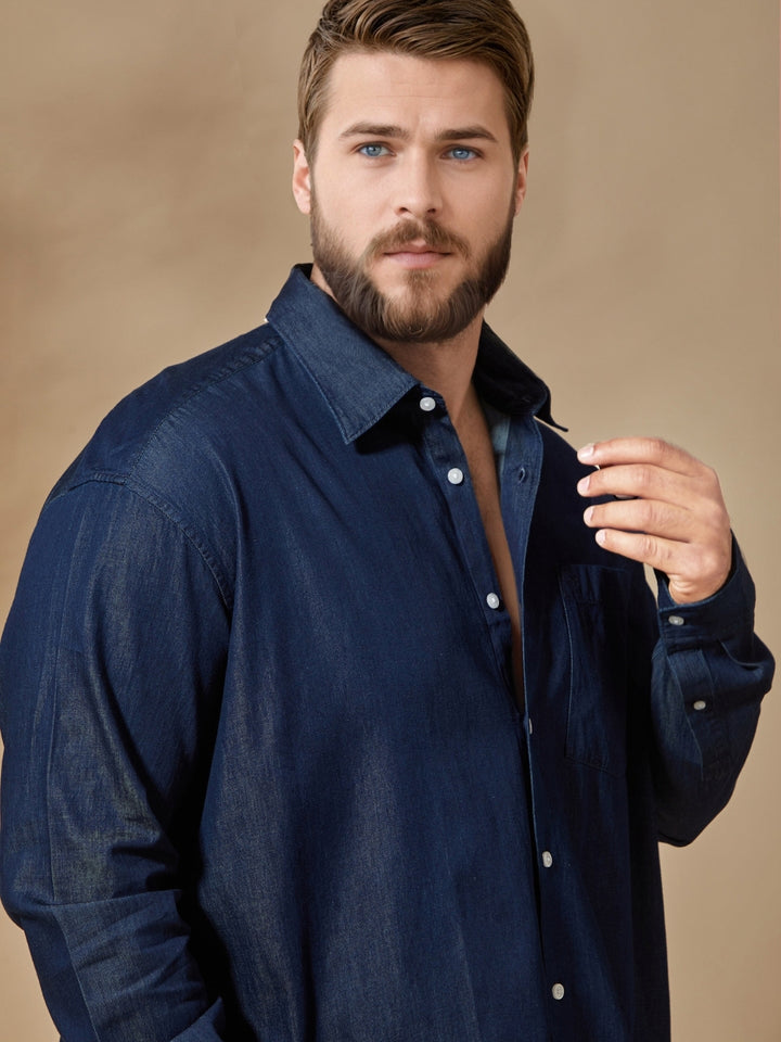 Aldeno Plus Men Navy Blue Casual Shirt (PODEN)