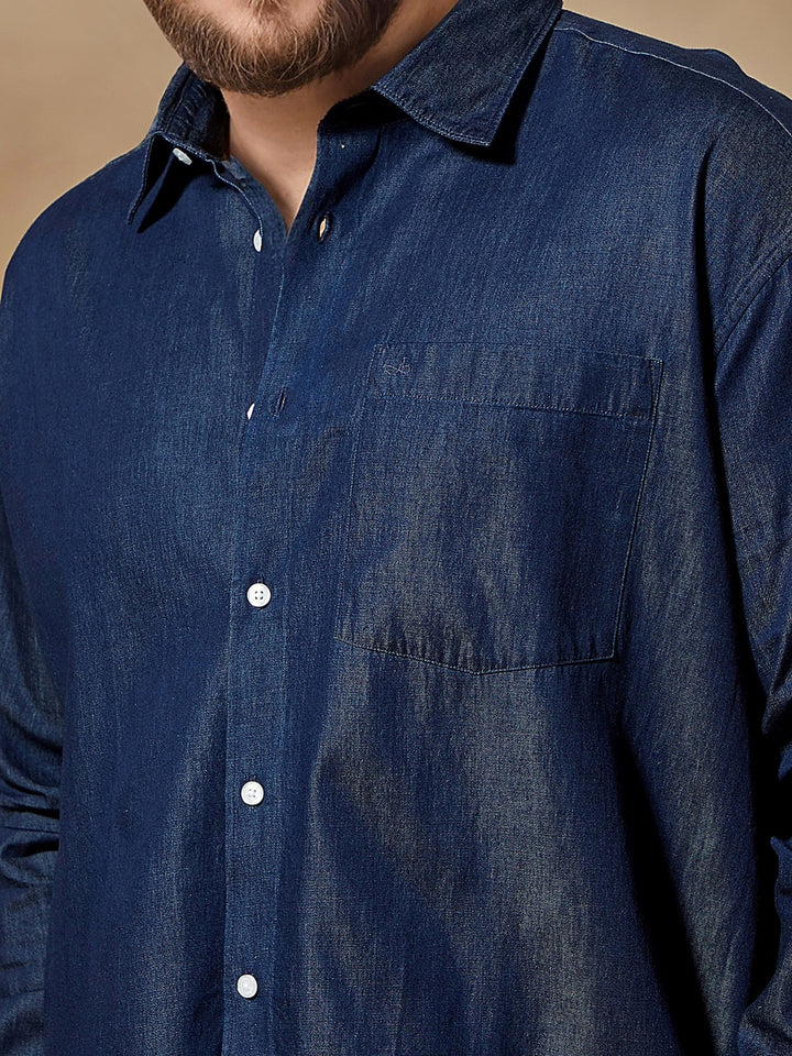Aldeno Plus Men Navy Blue Casual Shirt (PODEN)