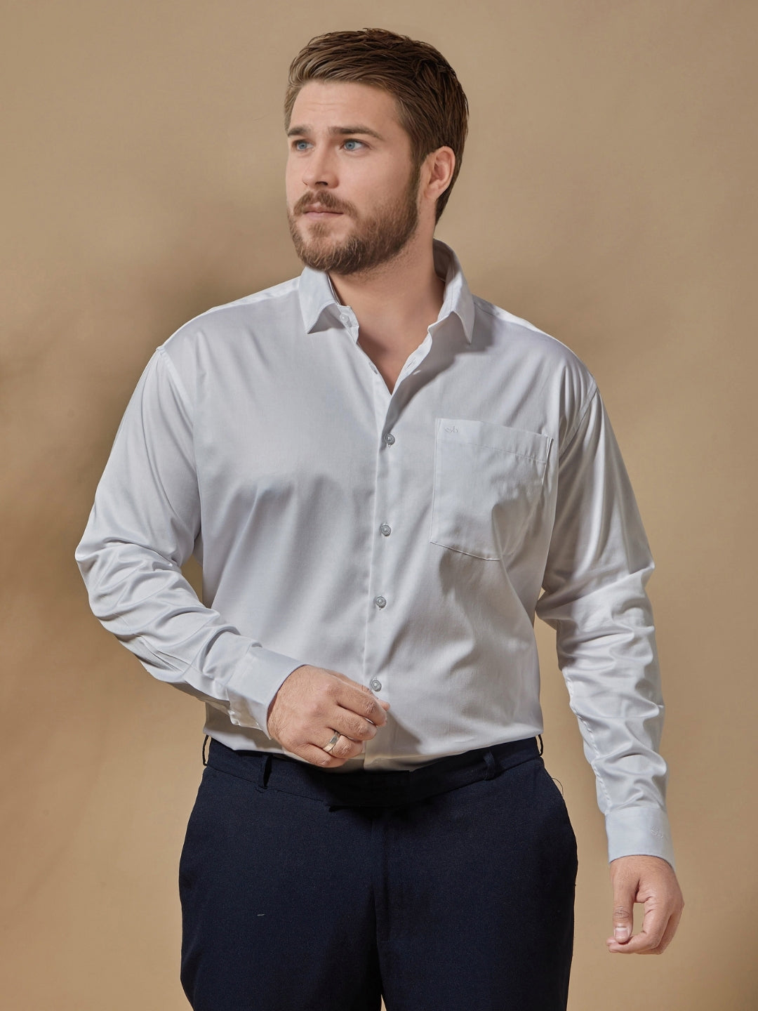 Aldeno Plus Men White Formal Shirt (PONNY)