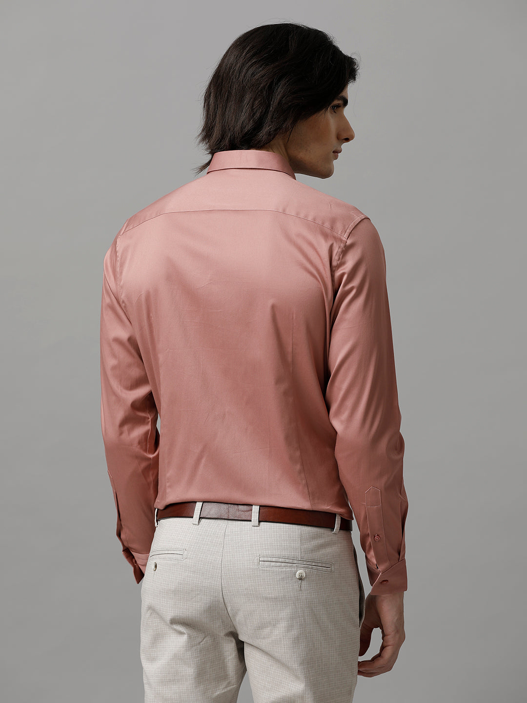 Aldeno Men Solid Formal Peach Shirt (SAPIK)
