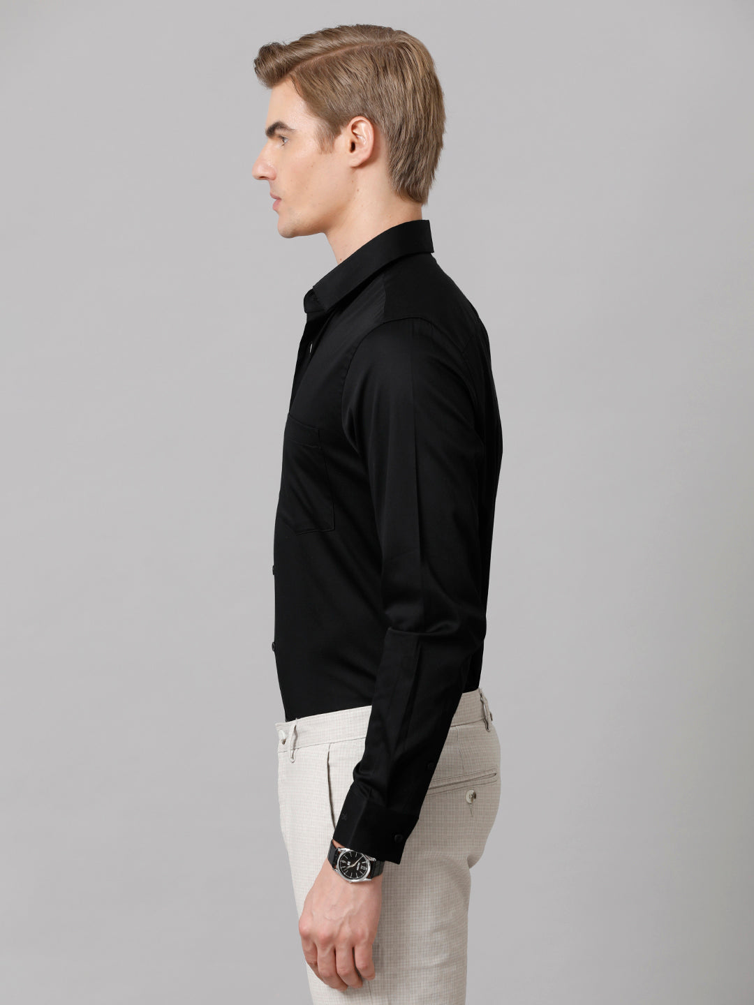 Aldeno Men Solid Formal Black Shirt (SLADE)