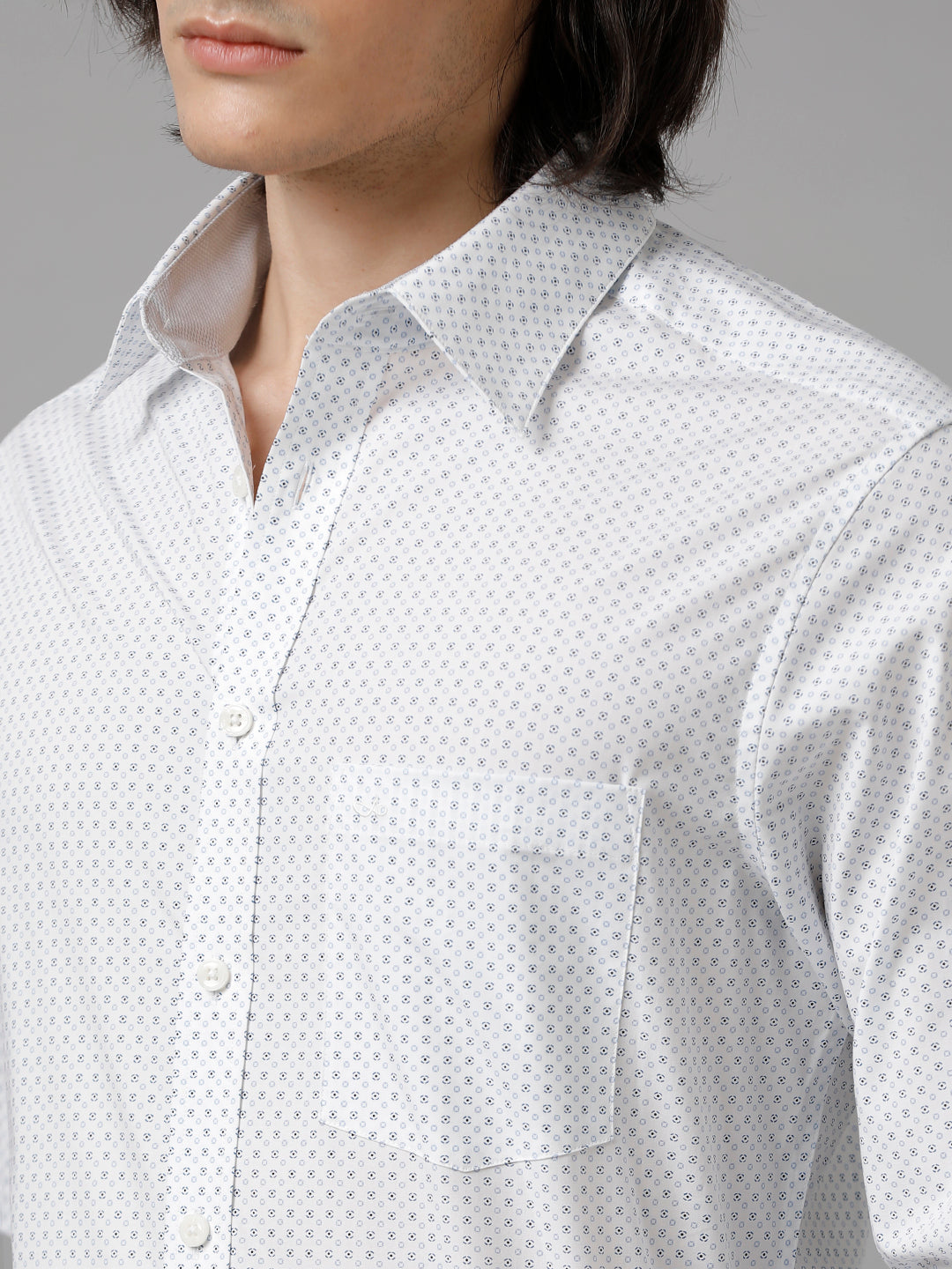 Aldeno Men Printed Formal White Shirt (BROCK)