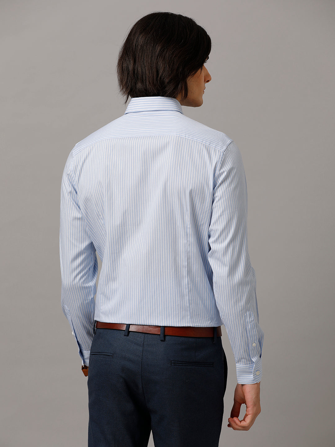 Aldeno Men Striped Formal Light Blue Shirt (BYRON)