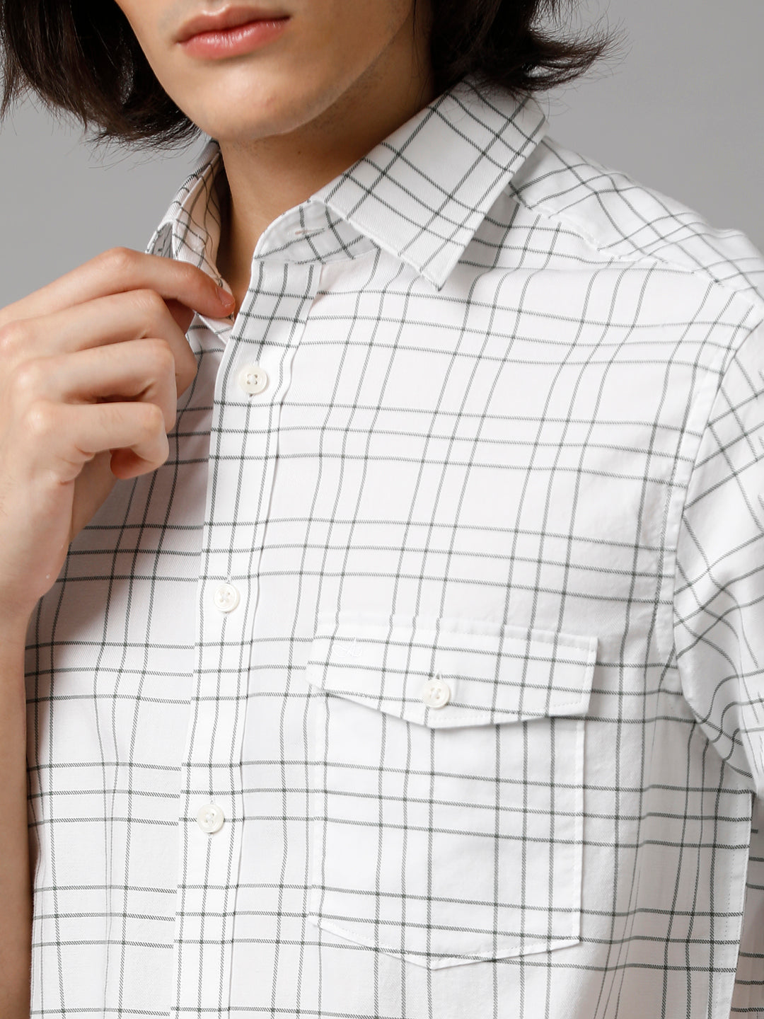 Aldeno Men Checkered Casual White & Blue Shirt (LOGAN)